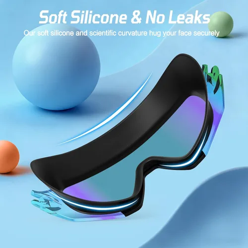 Miniatura 6 de Paquete de 2 gafas de natación para adultos, sin marco, antivaho con protección UV, gafas de natación con visión clara para hombres y mujeres Lente