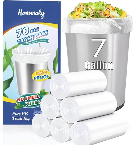 Miniatura 30 de Bolsas de basura pequeñas transparentes de 1 galón, 140 unidades (0.8-1 galón), bolsas de basura fuertes de 0.8 galones, 1 galón y 1.2 galones