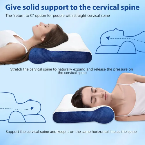 Miniatura 5 de Almohada ergonómica, almohada cervical para aliviar la tensión del cuello, almohada cervical para dormir, almohada cervical de apoyo cervical