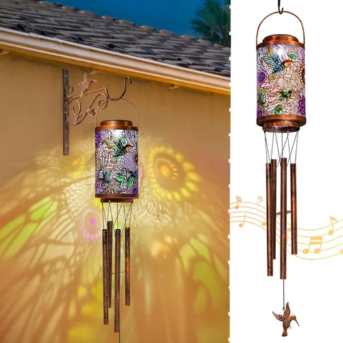 Miniatura 11 de Campanillas de viento solares de mariposa para exteriores, regalos de jardín para mamá, faroles solares para decoración al aire libre para balcón