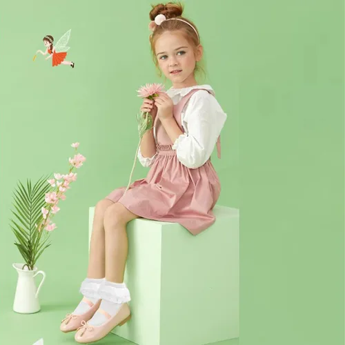 Miniatura 9 de Looching 5 pares de calcetines de encaje con volantes para niñas pequeñas con ojales de algodón blanco con volantes calcetines de princesa
