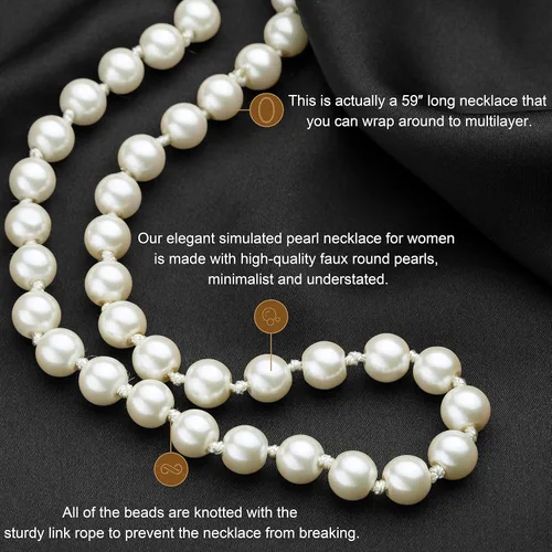 Miniatura 4 de BABEYOND - Collar de perlas sintéticas estilo art deco de la década de 1920, collar de perlas largas para fiesta de disfraces de estilo Gatsby