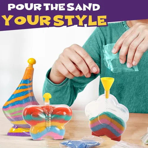 Miniatura 2 de Crea tu propia actividad artística de arena mágica con purpurina Kits de arena personalizados de colores que brillan en la oscuridad para niños