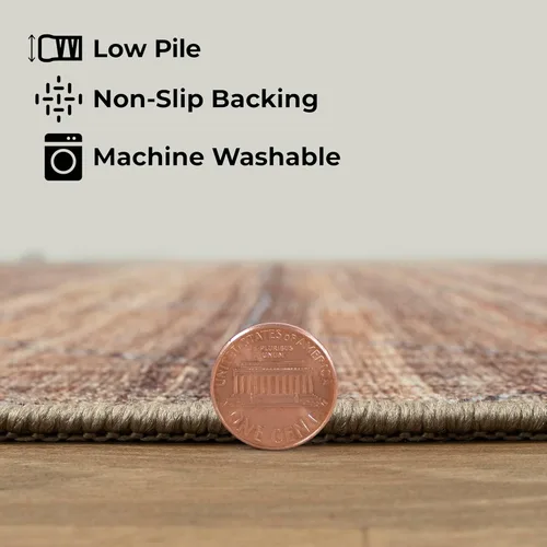 Miniatura 8 de GLN Rugs Bohemian Collection - Alfombra de felpilla lavable a máquina, bohemio vintage, antideslizante, alfombra de felpilla de pelo bajo, alfombra