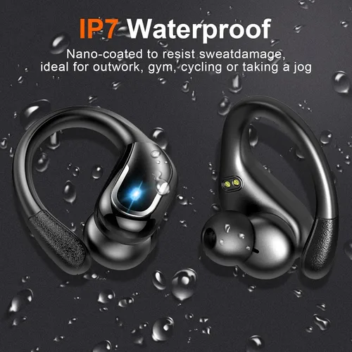 Miniatura 6 de Ltinist - Audífonos inalámbricos circumaurales con ganchos para las orejas, con Bluetooth 5.3, 75 horas de reproducción, auriculares deportivos e