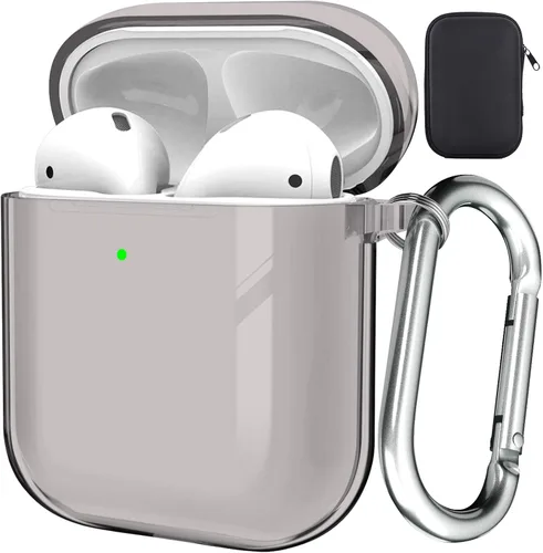 Valkit - Funda transparente protectora para estuche de AirPods, con llavero, poliuretano termoplástico suave, a prueba de golpes, compatible con
