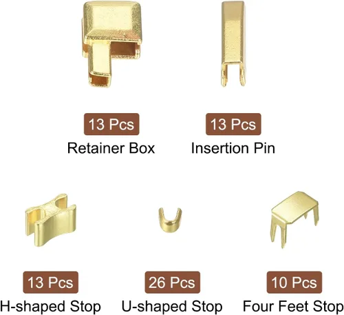 Miniatura 3 de uxcell Kit de reparación de cremallera, caja de retención deslizante de pestillo de metal #5, pasadores de inserción y topes inferiores superiores
