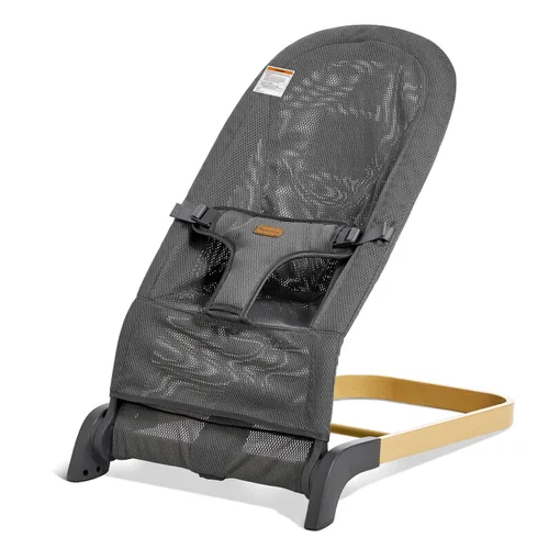 Miniatura 8 de Mecedora plegable para bebé, asiento de bebé con 3 alturas ajustables, balancín portátil para recién nacido, asiento ergonómico para rebote natural