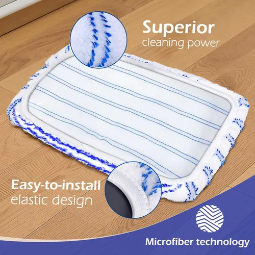 Miniatura 3 de Masthome Escoba de Microfibra, Escoba Plana de Superficie Grande con 5 Almohadillas Reutilizables, Escobas de Piso de Madera Dura para Uso Seco