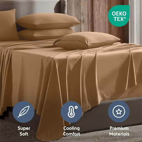 Miniatura 4 de Nestl Juego de sábanas extra profundas tamaño California King, 6 piezas, transpirables y refrescantes, juego de ropa de cama de lujo con bolsillos