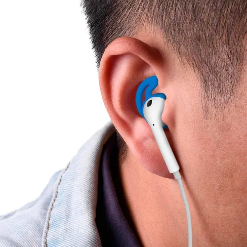Miniatura 2 de D & K Exclusives Puntas de gancho para auriculares [7 pares] Geles antideslizantes de silicona suave para auriculares, negro, blanco, rojo, naranja
