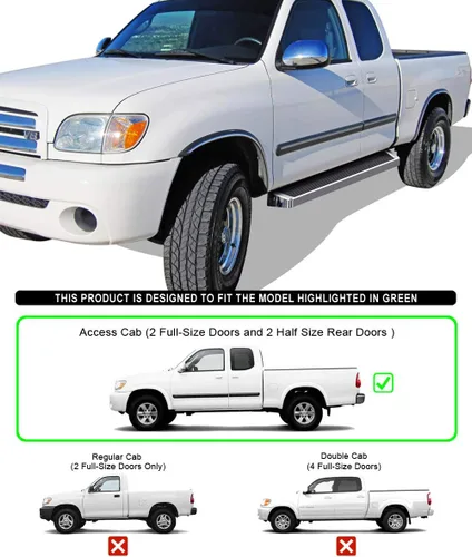 Miniatura 2 de APS Estribos (estilo estribo plateado) Estribos Nerf, escalones laterales compatibles con Toyota Tundra 2000-2006 Access Cab (requiere perforación)