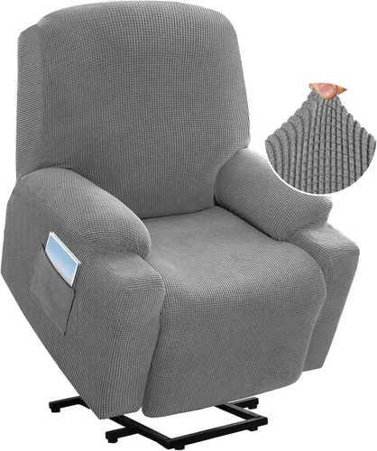 Miniatura 9 de H.VERSAILTEX Funda elástica para sillón reclinable, funda para silla reclinable de elevación eléctrica, ajustable estándar con bolsillo lateral