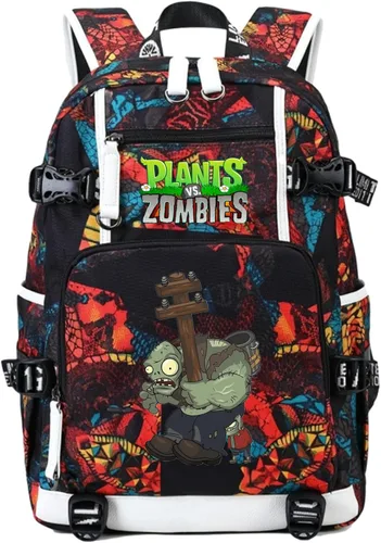 Miniatura 13 de ISaikoy Game Plants vs. Zombies - Mochila de hombro para libros, mochila escolar, mochila para computadora portátil, color rojo1