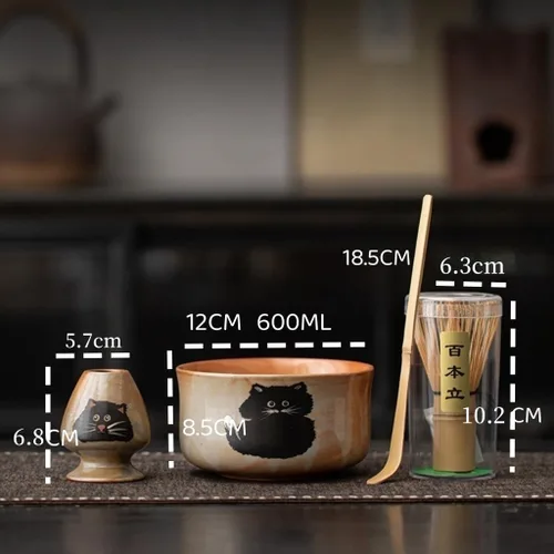 Miniatura 5 de Juego de batidor de matcha, juego de 4 piezas para ceremonia de matcha con batidor de matcha, cuchara de bambú de matcha, soporte para batidor