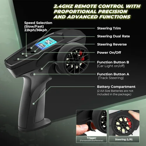 Miniatura 4 de HAIBOXING Camión RC a escala 1:18 18859E, vehículo 4X4 todoterreno con velocidades de hasta 22.4mph (36 km/h), control remoto de grado Hobby 2.4GHz