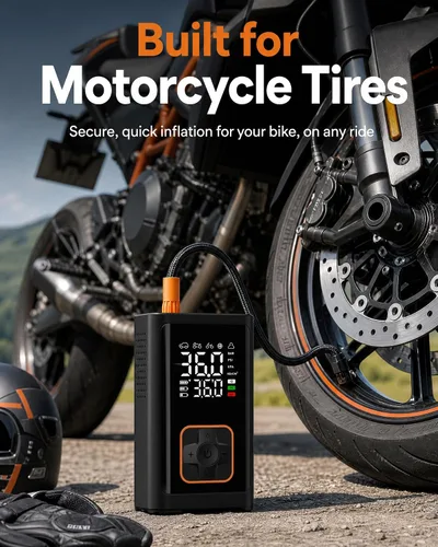 Miniatura 8 de Compresor de aire portátil para inflador de neumáticos: Bomba de aire inalámbrica de 150 PSI con batería de 4000 mAh, indicador digital de apagado