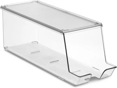 Miniatura 5 de Juego de 2 cubos organizadores apilables para refrigerador, dispensador de latas de soda, soporte de bebidas para refrigerador, congelador, cocina