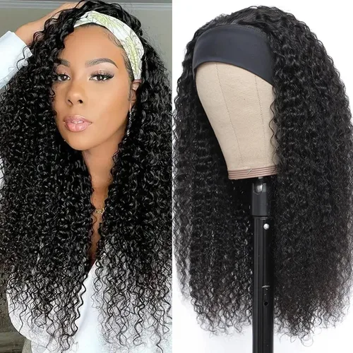 Miniatura 16 de Aiterina Peluca con Diadema de Cabello Humano Ombre con Mechas Rizado Peluca de Cabello Humano Pelugas con Diadema para Mujeres Negras Sin Encaje