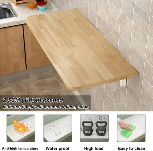 Miniatura 3 de HARELA Mesa plegable de 1 pulgada de grosor para colgar en la pared, mesa plegable de lavandería, mesa plegable resistente para oficina en casa