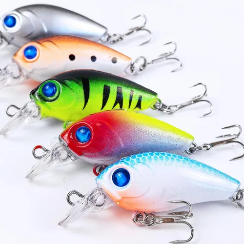 Miniatura 6 de Juego de 10 cebos para pesca de lubina, cebos duros flotantes, pesca de agua superior, para trucha, lubina, perca, salmón, agua dulce y salada, 1.9