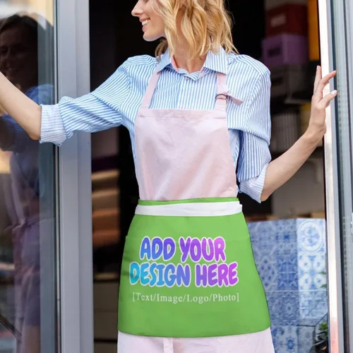 Miniatura 148 de AXKEUDO Delantal personalizado con bolsillos, delantales de cintura para camarera para cocinar en casa, restaurante, servir trabajo