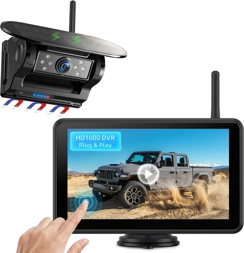 Miniatura 13 de Cámara de respaldo eRapta para camión, kit de monitor de 7'' HD 2K de visión frontal/trasera, IP69, impermeable, con visión nocturna, líneas