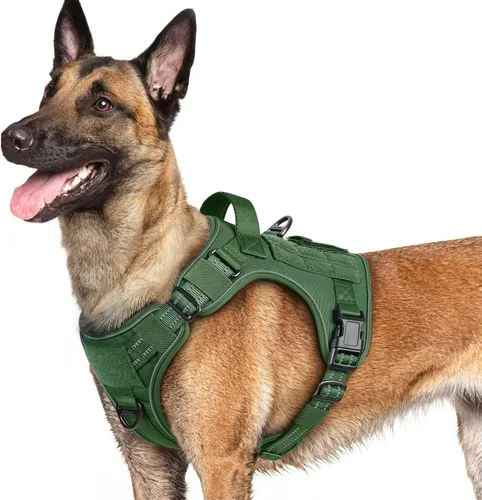 Miniatura 20 de rabbitgoo - Arnés para perros pequeño sin tirones, chaleco táctico de servicio con Molle y asa de control, arnés militar ajustable y reflectante