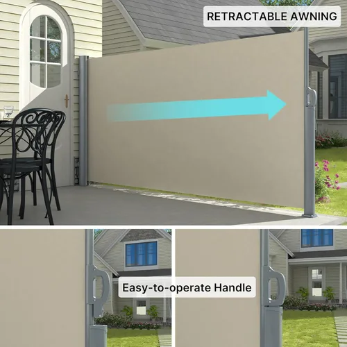 Miniatura 5 de PATISOL Toldo lateral retráctil de aluminio de 138" x 71" para patio al aire libre divisor de privacidad plegable, resistente al agua y a los rayos