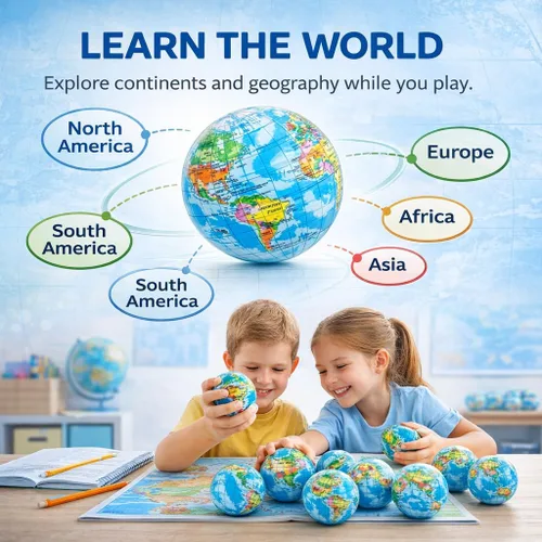 Miniatura 2 de Paquete de 24 minibolas de espuma suave con forma de globo, juguete de 2.5 pulgadas, juguete de mundo exprimible para aliviar el estrés, novedades