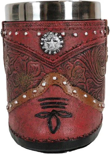 Miniatura 6 de Ebros Gift Bota rústica de vaquera occidental con taza de café con estrella solitaria en piel sintética con acabado floral de desplazamiento floral