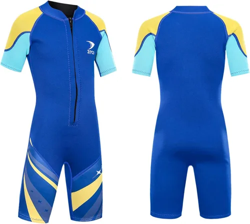 Miniatura 11 de ZCCO Traje de neopreno corto de neopreno de 0.098 pulgadas de una pieza para niños y niñas, ideal para nadar, surfear y bucear deportes acuáticos