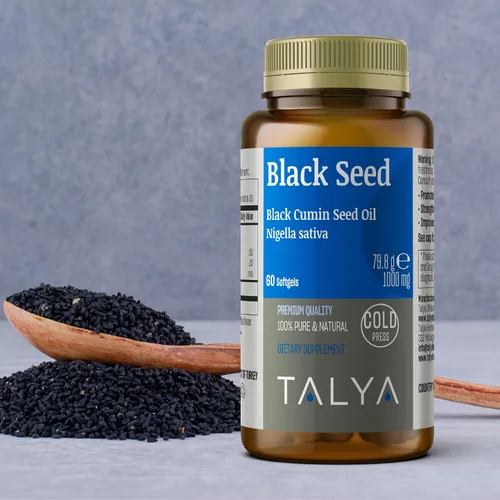 Miniatura 6 de TALYA Softgel de aceite de semilla negra con alta timoquinona - Apoyo inmunológico - Salud digestiva - Función cerebral - Movilidad articular