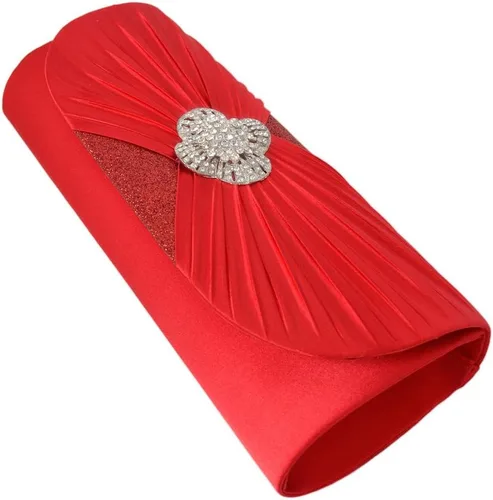 Miniatura 3 de Elegante Cruz plisada satén solapa cristal embrague bolso de noche - colores diff Avail