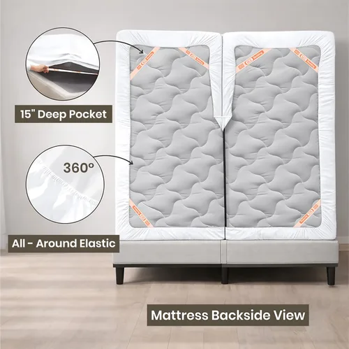 Miniatura 4 de SGI bedding Sábana Queen de 28" con Parte Superior Dividida Flex Head, 100% Algodón Egipcio, Cuenta de Hilos 1000, Sábana Superior Flex para Cama
