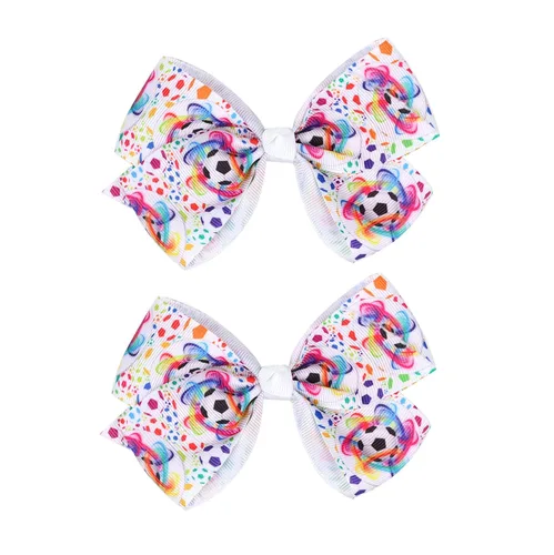 Miniatura 5 de Pinzas para el pelo de fútbol, cinta de fútbol, accesorios para el cabello para niñas, pinzas para el cabello de fútbol, 2 unidades, color negro