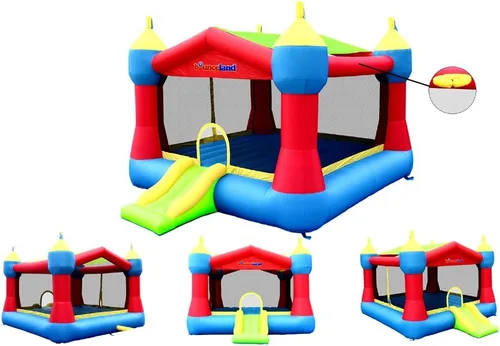 Miniatura 7 de Castillo hinchable de fiesta Bounceland, casa saltarina, 16 pies de largo x 13 pies de ancho x 10.3 pies de alto, aro de baloncesto, techo solar