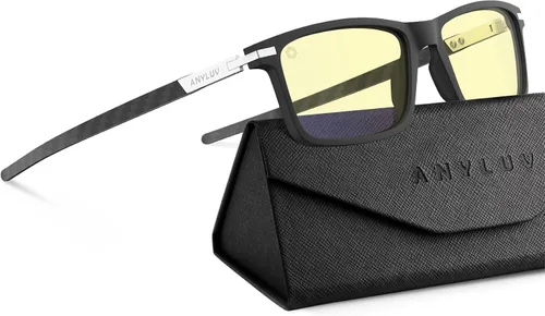 Miniatura 9 de ANYLUV Blue Light Glasses for Men,Rectangle Business Style Glasses, Carbon Fiber Straight Legs Glasses for Eye Protection
