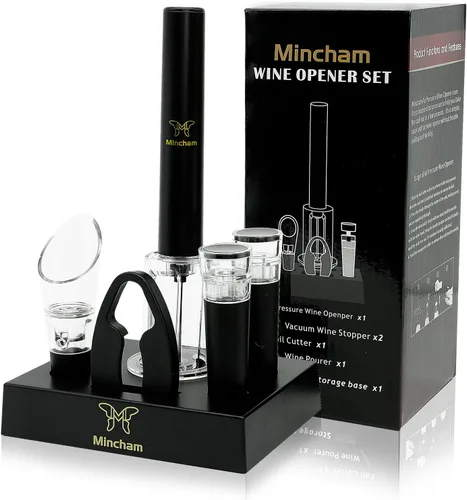 Miniatura 8 de Mincham Abridor de vino, sacacorchos con bomba de presión de aire, abridor de botellas de vino con cortador de aluminio, regalos para los amantes