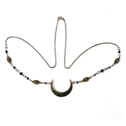 Miniatura 7 de Aimimier Boho Moon Crystal Head Chain Crescent Moon Forehead Chain - Banda para el pelo para mujer, Metal