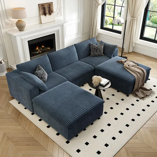 Miniatura 28 de LoveSeat Cloud Couch Sofá Seccional Modular para Sala de Estar, Sofá Moderno con Asiento Profundo, Sofá de 2 Plazas Sin Huesos con Otomana, Cómodos