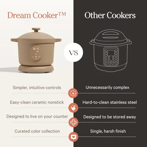 Miniatura 6 de Our Place Dream Cooker Multicocina antiadherente de cerámica de 6 cuartos de galón y olla a presión con controles de pantalla táctil y liberación