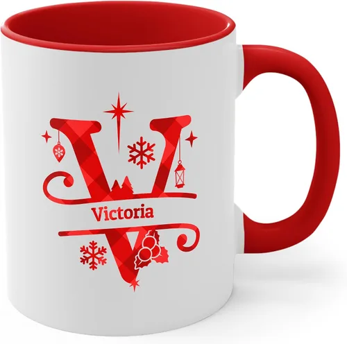Miniatura 22 de Taza de café con inicial de decoración navideña con nombre, taza personalizada para mujeres y hombres, regalos con monograma, tazas de café
