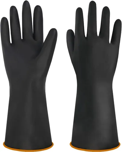 Guantes de látex resistentes a productos químicos, 14 '' 18 '' 22 '' guante de goma resistente industrial del trabajo, color negro un par 14.0 in