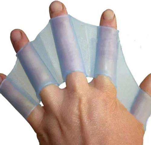 Aletas de silicona para equipo de natación, aletas de malla de mano, guantes de entrenamiento, dedos de palma, aletas de palma, guantes de