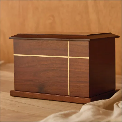 Aspen Studio AspenStudio Urna de madera de nogal cruzada para cremación de cenizas humanas, urna de madera maciza artesanal de hasta 200 libras para