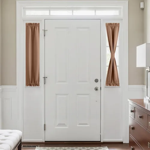 Miniatura 296 de NICETOWN Cortinas opacas unicolor con aislamiento térmico para puerta francesa, granja, oscurecimiento de habitación, puertas y ventanas de Marrón