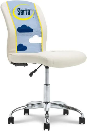 Miniatura 19 de Silla de escritorio Serta Essential sin brazos, sillas pequeñas de escritorio con ruedas, respaldo de malla transpirable y cuero sintético, asiento