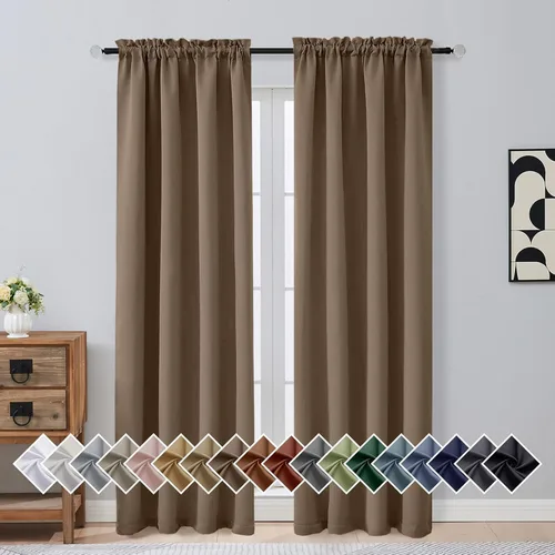 Miniatura 203 de OVZME Cortinas opacas turquesa para tratamiento de ventanas pequeñas, cortinas cortas con bloqueo de luz para ventana de cocina sobre el fregadero