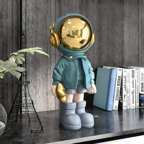 Miniatura 2 de Estatuas de astronauta Dosker, escultura de hombre espacial de poliresina, regalos de arte en azul claro, adorno de figura para decoración